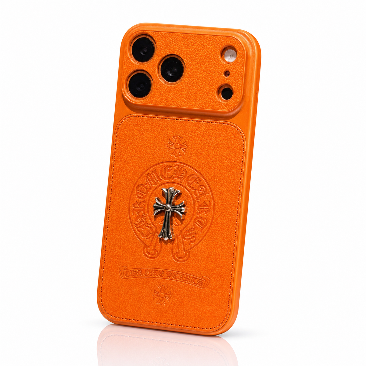 Chrome Hearts Leather Case - Cosmic Orange