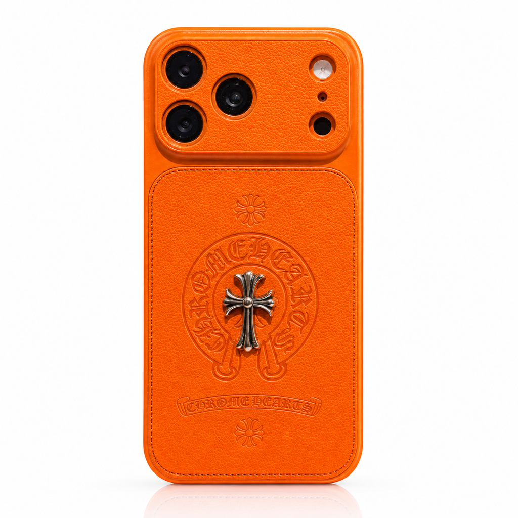 Chrome Hearts Leather Case - Cosmic Orange